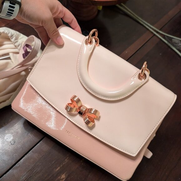 Ted Baker Lauree Looped Bow Leather Crossbody Satchel Purse - Picture 1 of 15